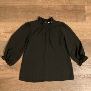 Entro Black Ruffle Neck Blouse
